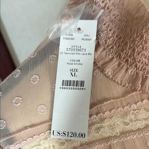 White House Black Market Pink Pleated Long Sleeve Blouse - Picture 2 of 9